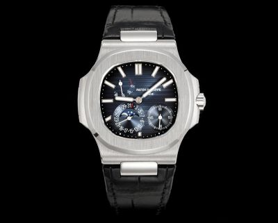 Patek Philippe Nautilus Cal.240PS 40mm Black Leather Strap Blue Dial Watch
